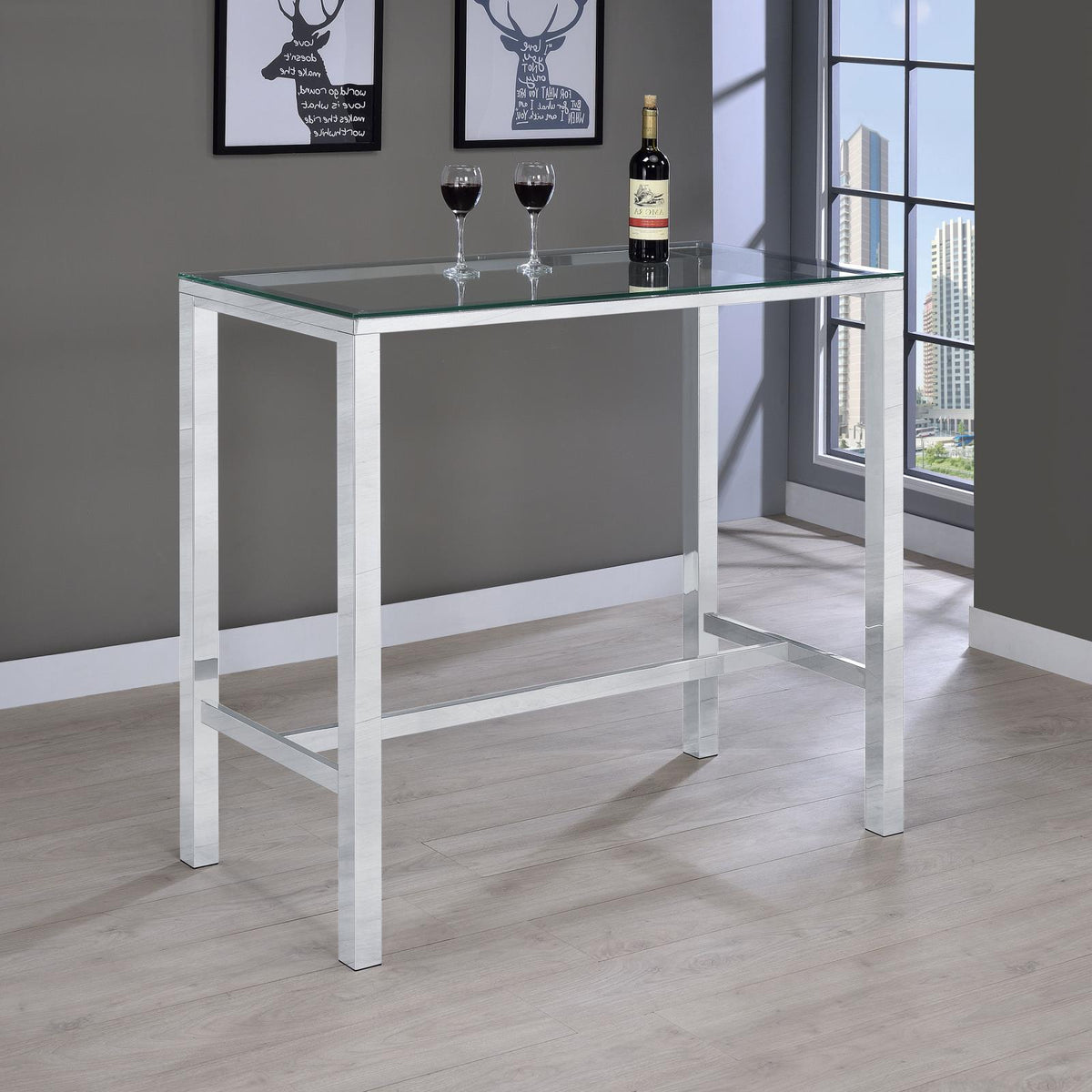 Tolbert 5-Piece Glass Top Bar Table Set with Acrylic Chairs Chrome