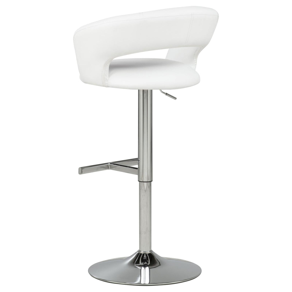 Travia Adjustable Leatherette Swivel Bar Stool White and Chrome