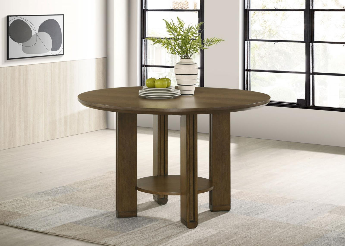Ottowa Round Wood Dining Room Table Set Brown