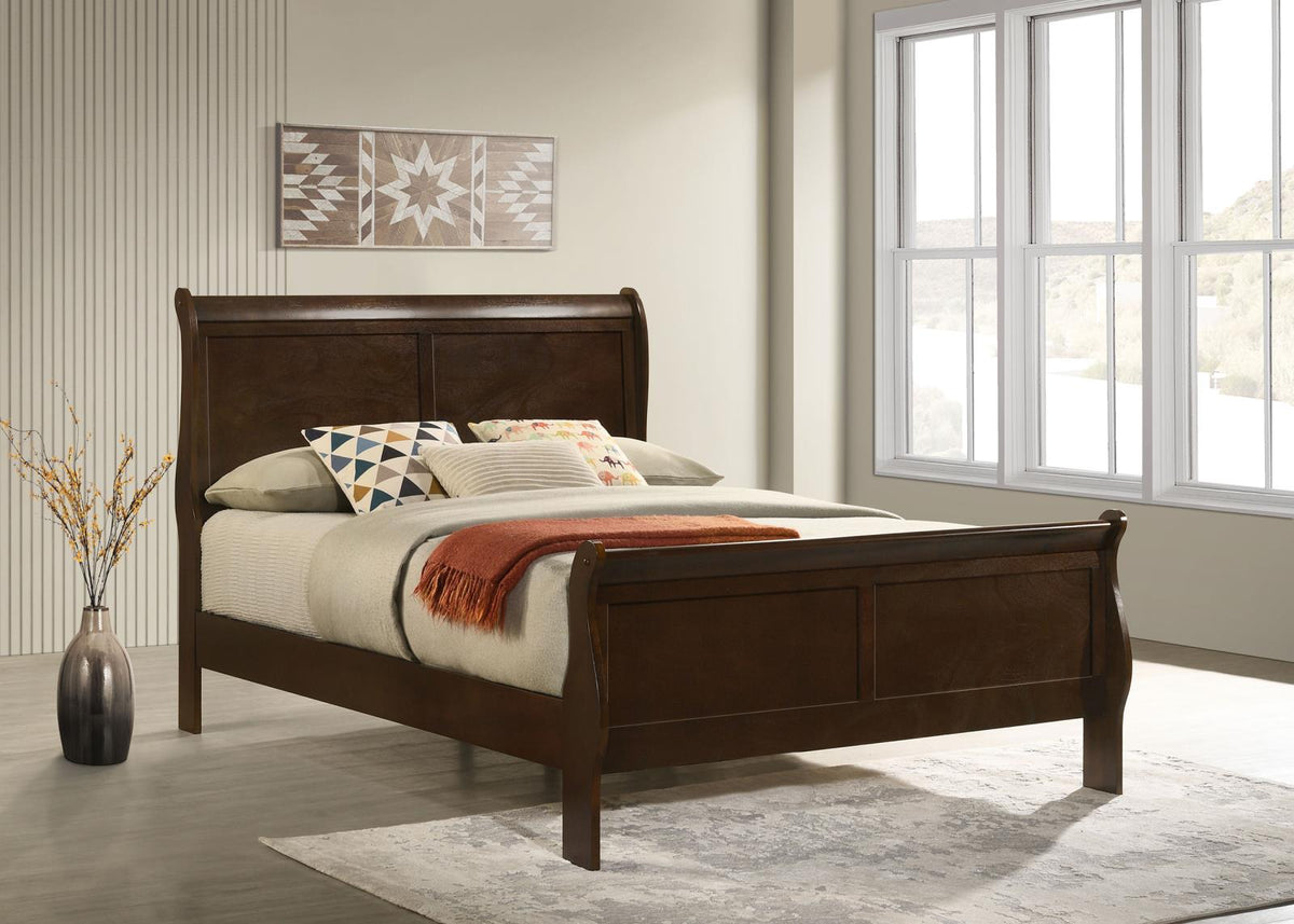 Louis Philippe Sleigh Bedroom Set - Cappuccino
