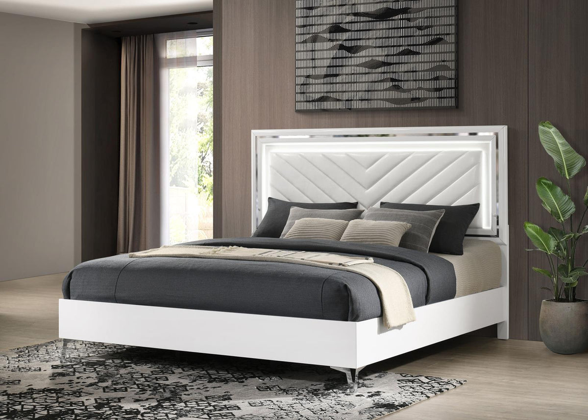 Cassia Panel Bedroom Set - White High Gloss