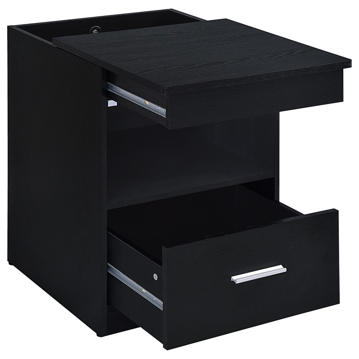Fabre 1-drawer Extendable Top Nightstand Bedside Table Black Ash