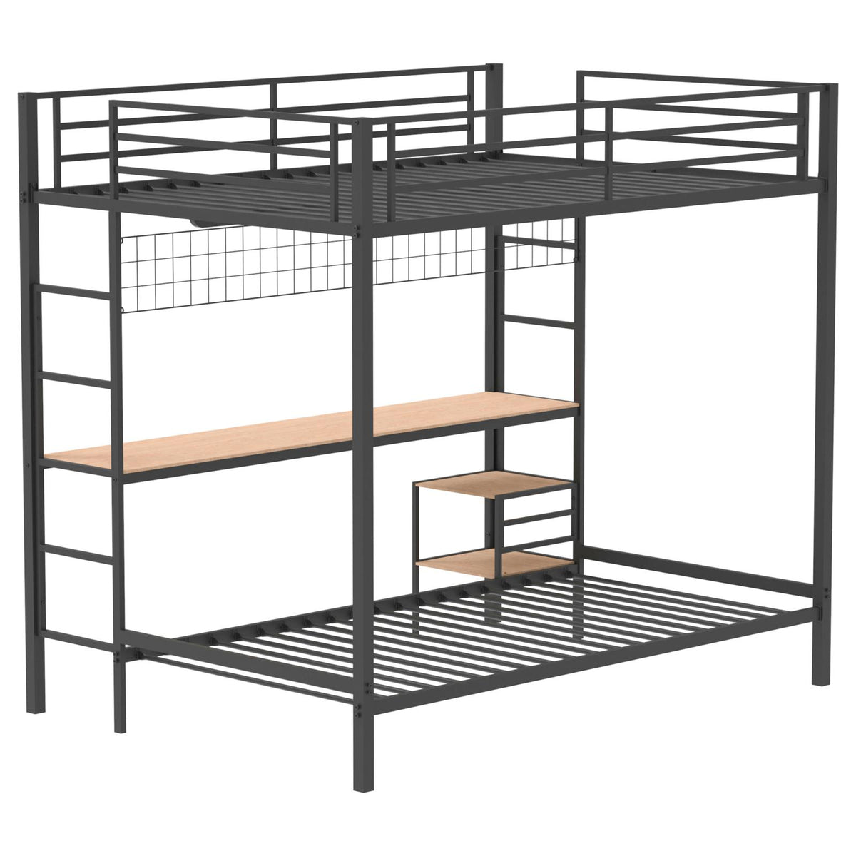 Bettoni Full-Over-Twin Workstation Bunk Bed Matte Black