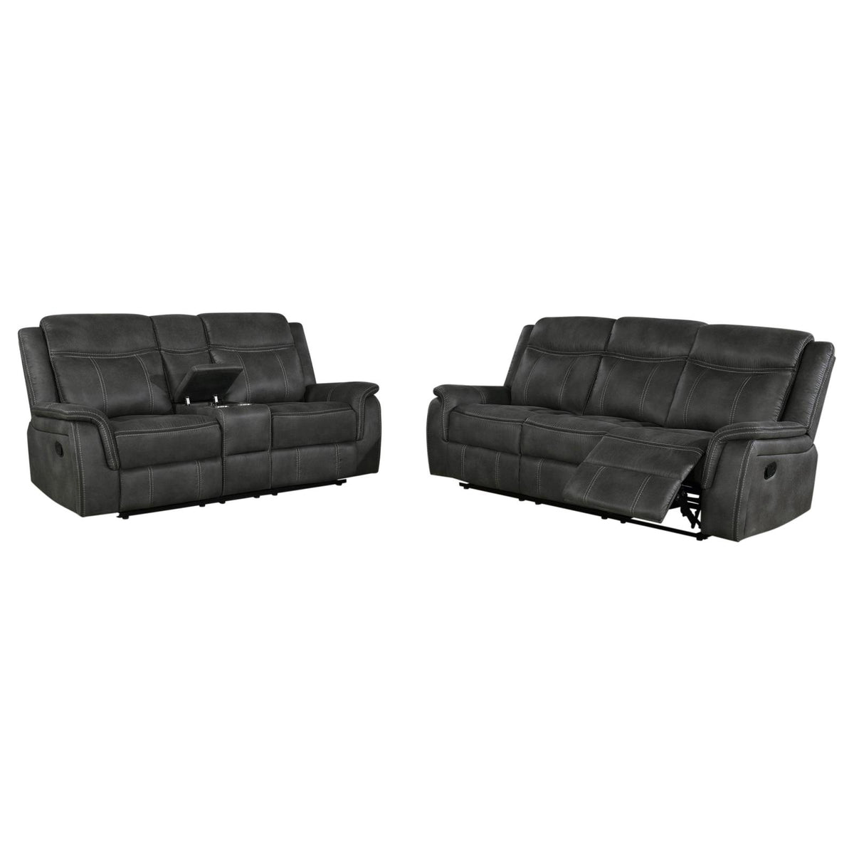 Lawrence Upholstered Reclining Sofa Set Charcoal