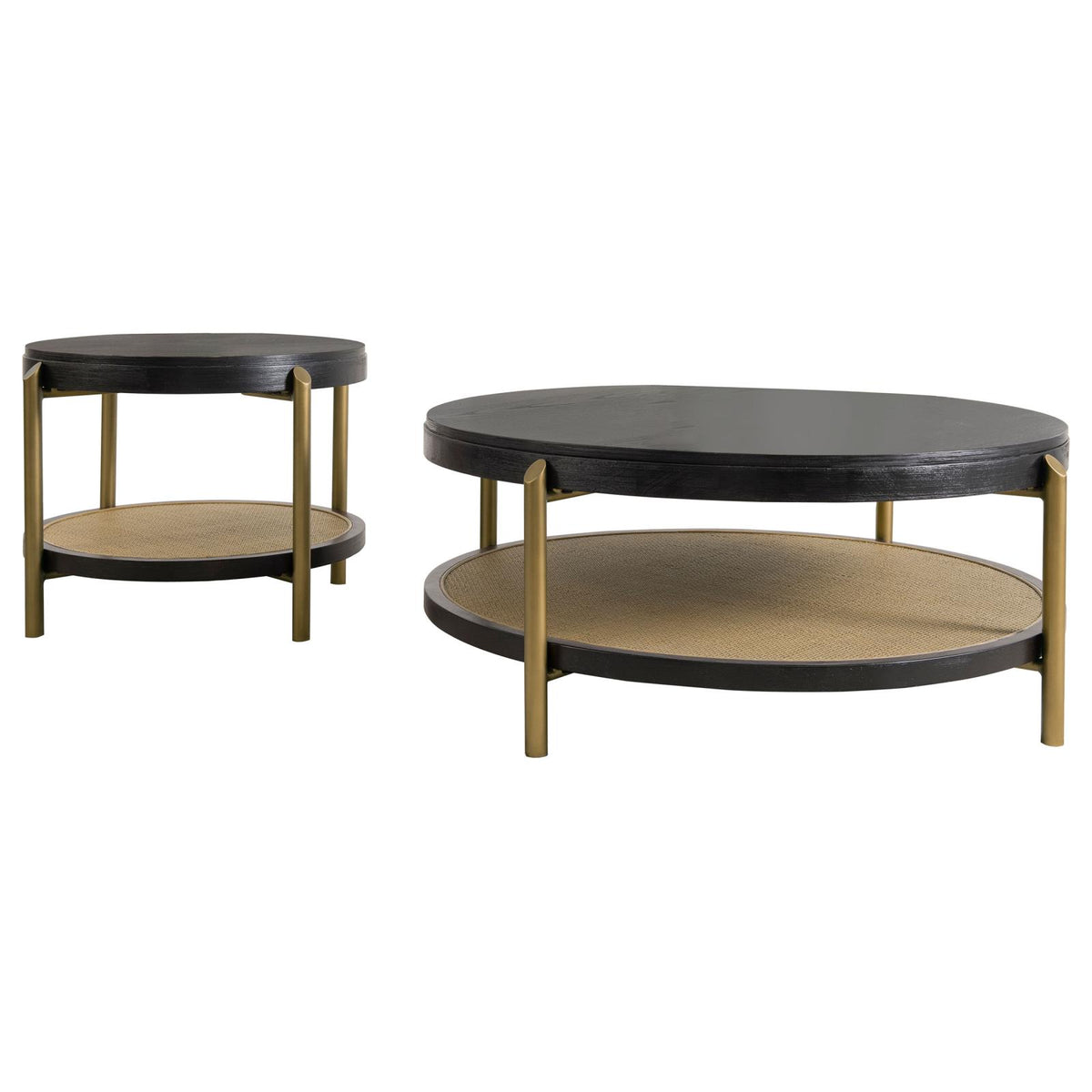 Arini Round Coffee and End Table Set Black