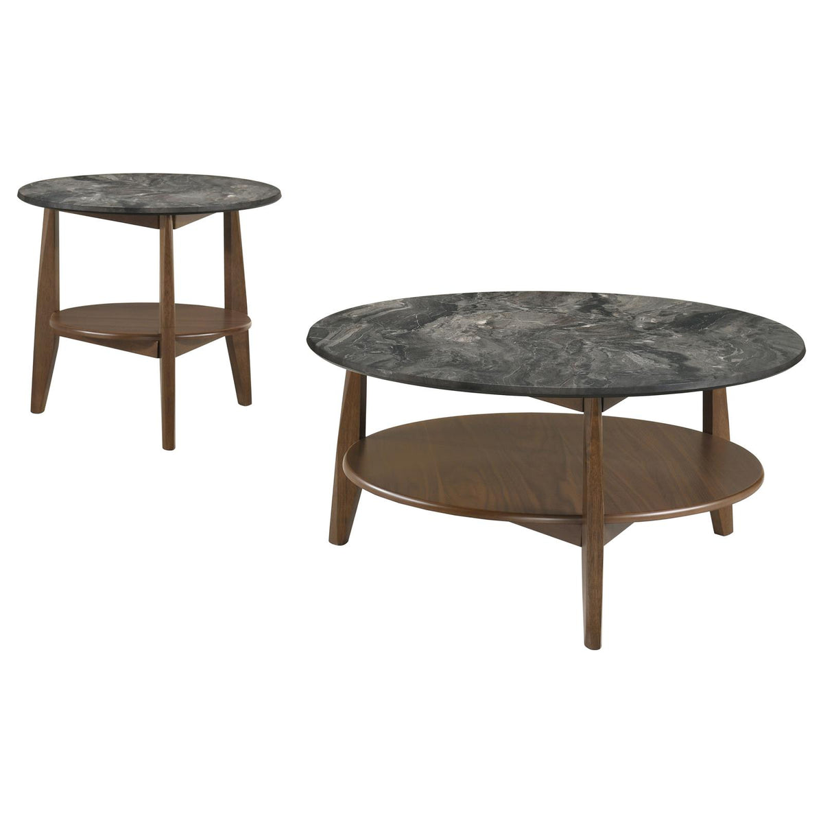 Bradley 3-Piece Round SmartTop Coffee Table Set Smokey Grey and Brown