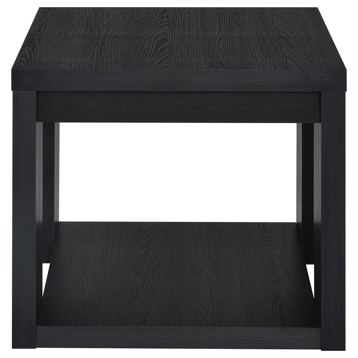 Pavone Transitional Square Storage End Table with Open Lower Shelf Black