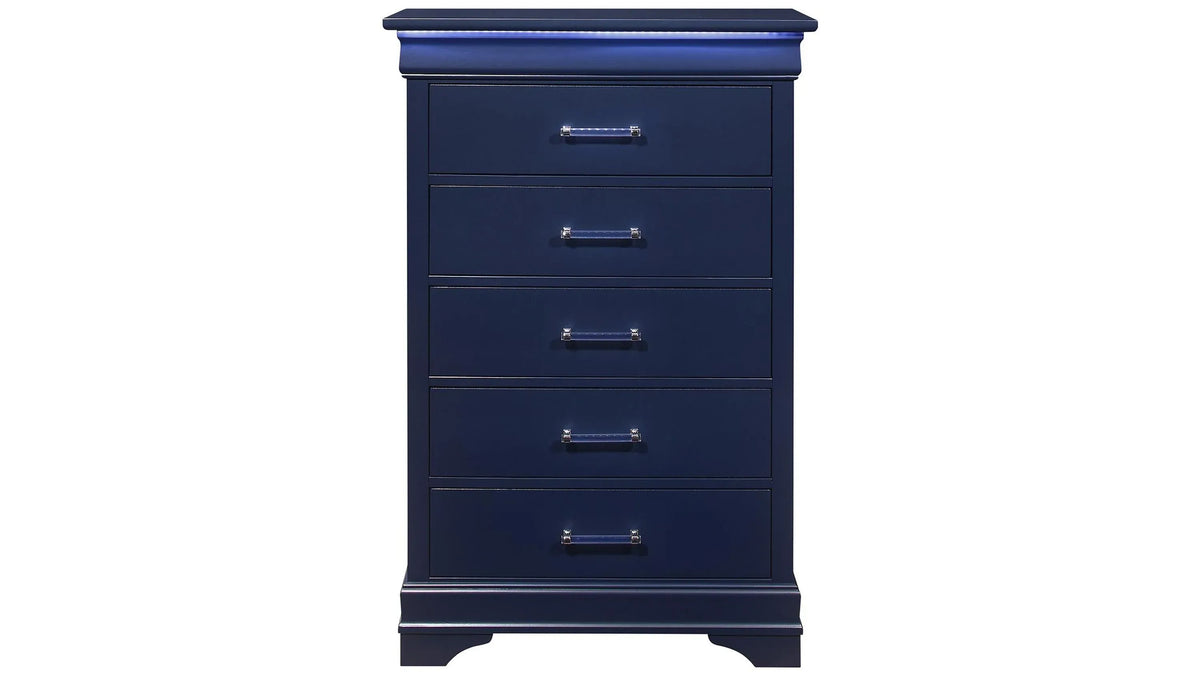 Charlie 5-Piece Bedroom Set — Blue with LED Lighting