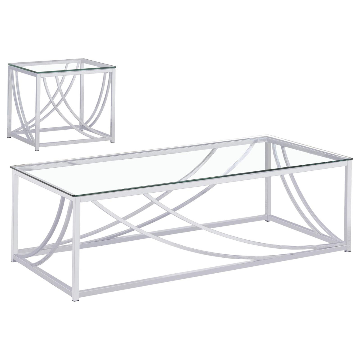 Lille Glass Top Coffee And End Table Set Chrome