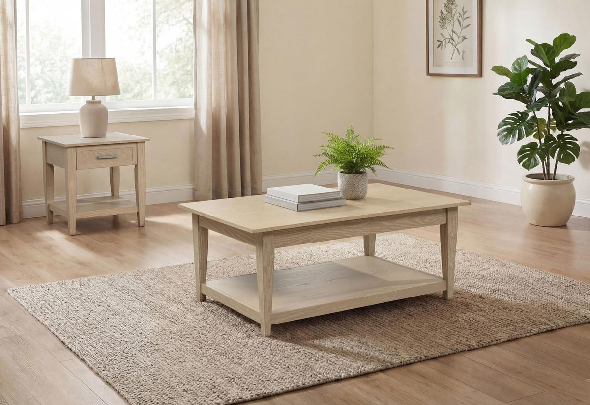 Lindenton Wood Lift-Top Coffee and End Table Set Blonde