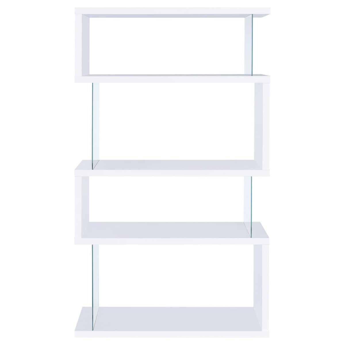 Emelle 63-inch 4-shelf Glass Panel Bookshelf White
