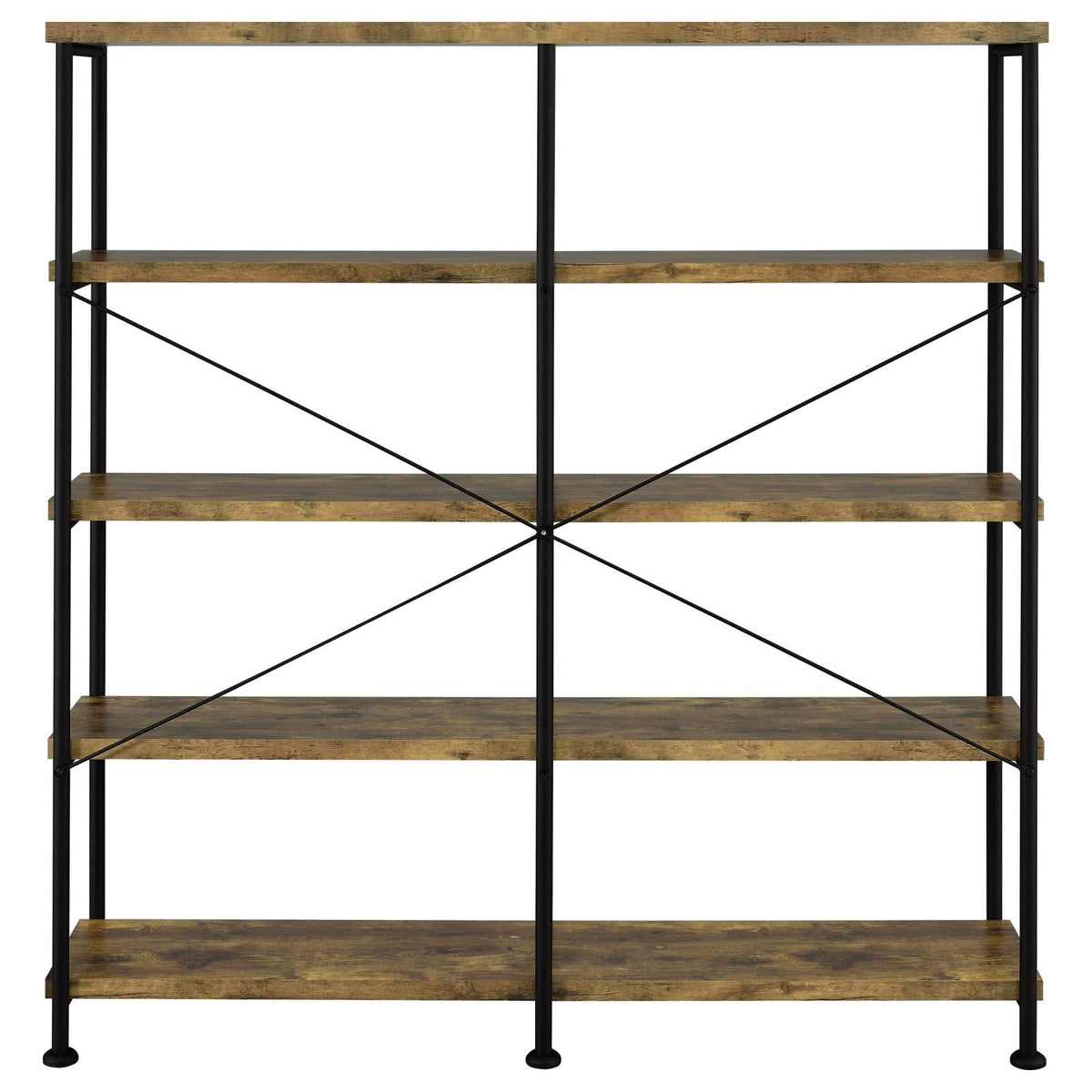 Analiese 63-inch 4-shelf Double Bookshelf Rustic Nutmeg