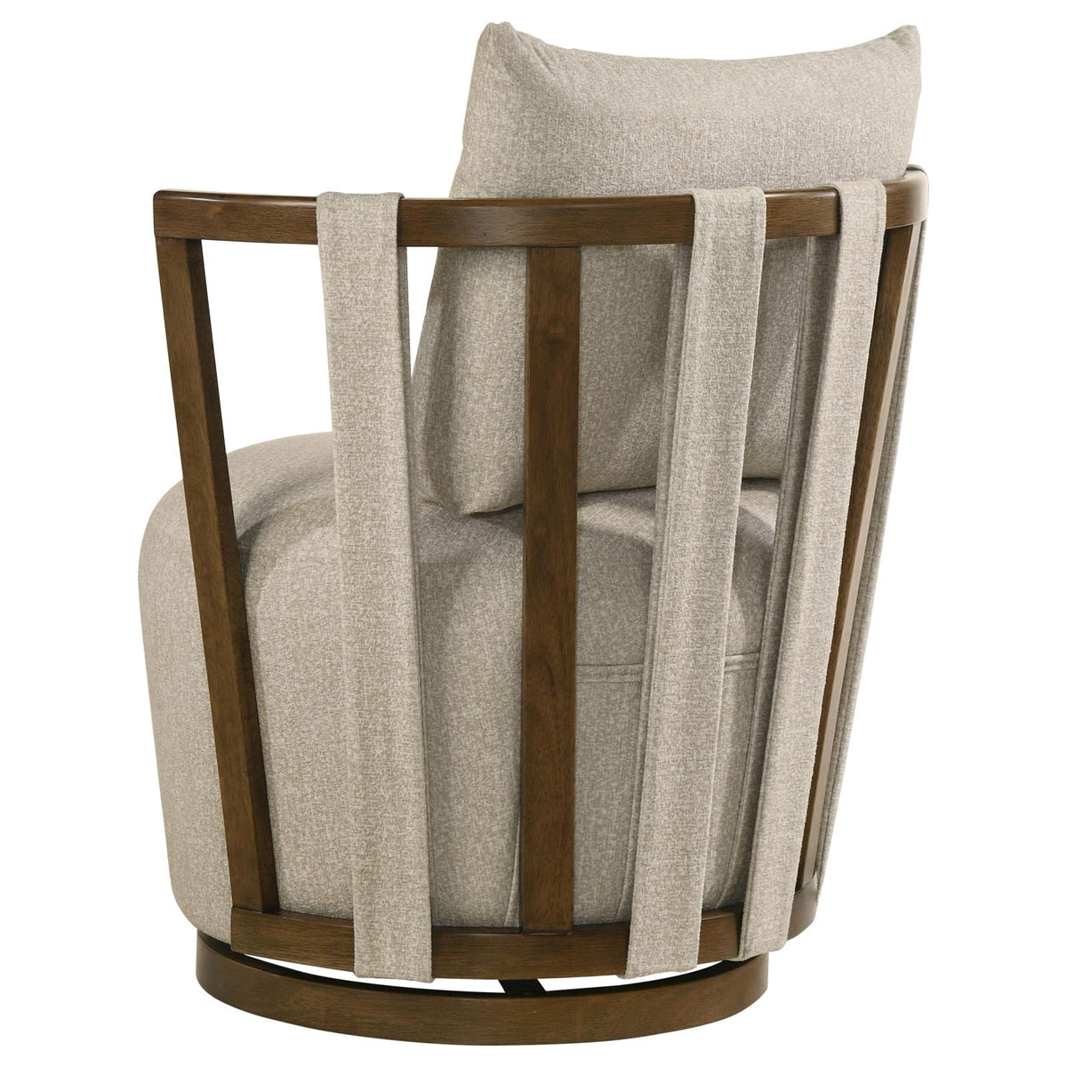 Harlowe Upholstered Swivel Accent Chair with Wood Arms Greige and Brown