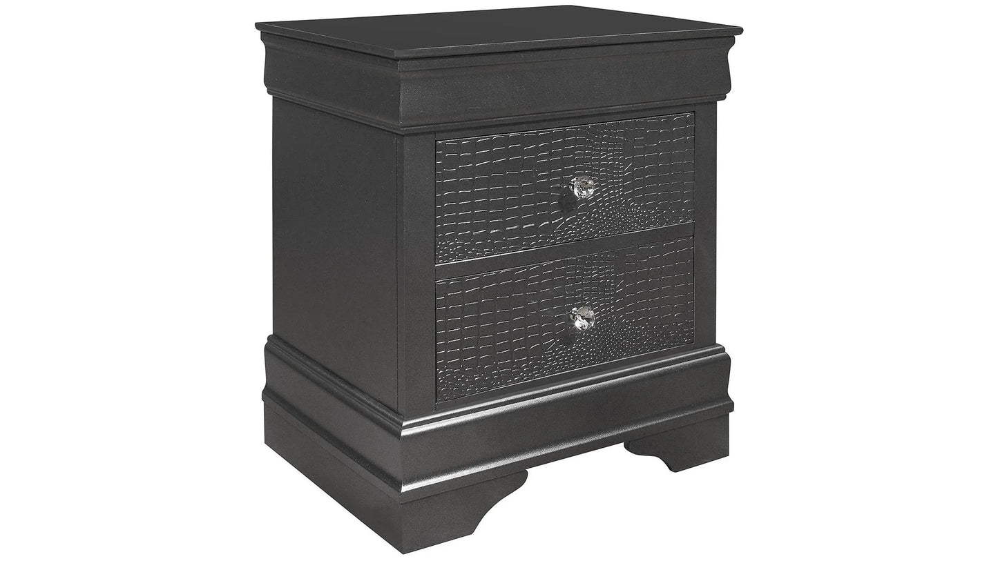 Pompei 4-Piece Bedroom Set — Metallic Gray with LED Headboard