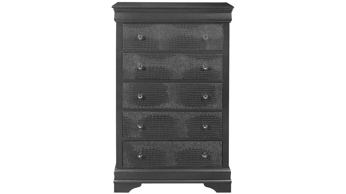 Pompei 5-Piece Bedroom Set — Metallic Gray with LED Headboard