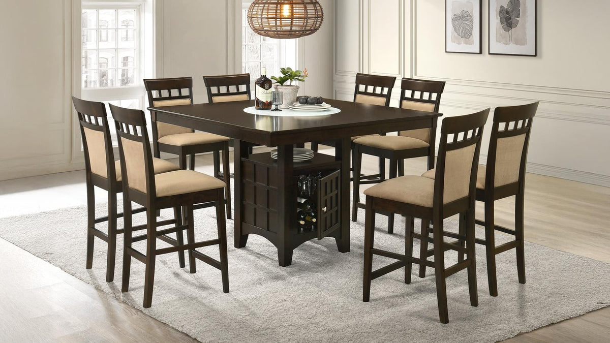 Gabriel 9-Piece Upholstered-Back Counter Height Dining Set Cappuccino