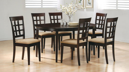 Gabriel 7-Piece Upholstered-Back Oval Extension Dining Set Cappuccino