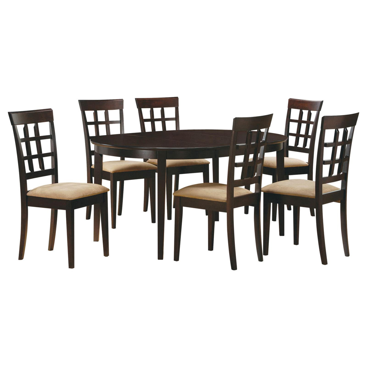 Gabriel 7-Piece Upholstered-Back Oval Extension Dining Set Cappuccino