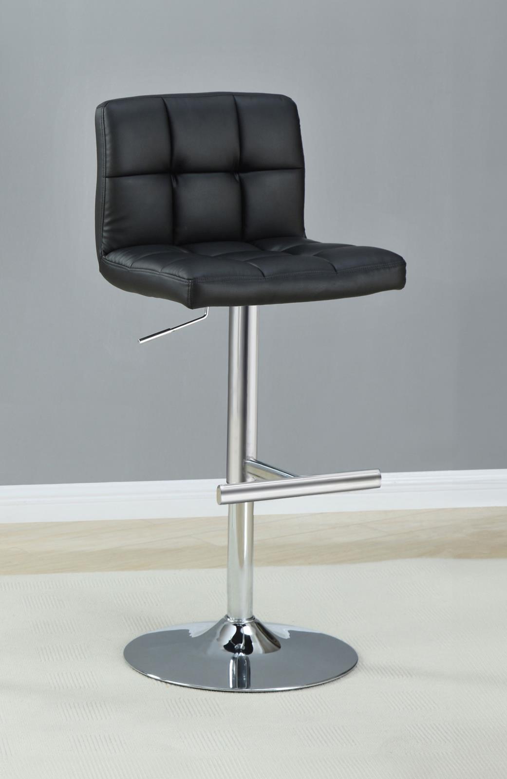 Lenny Tufted Adjustable Leatherette Bar Stool Black (Set of 2)