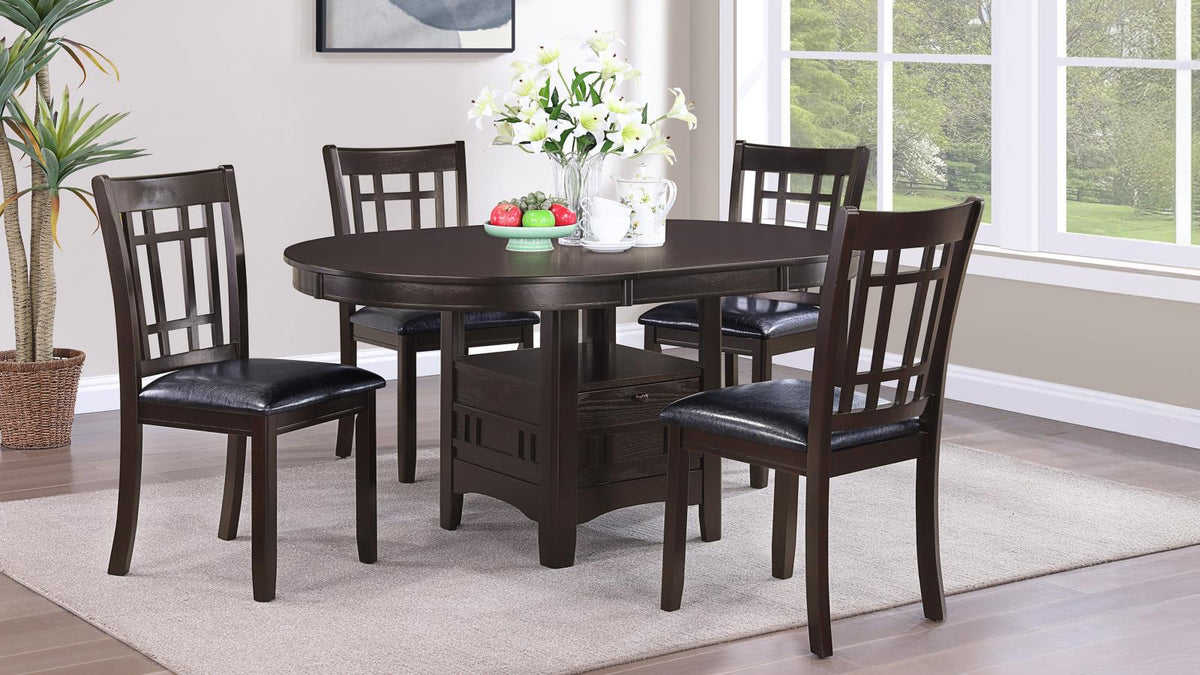 Lavon Oval Extension Leaf Dining Set Espresso