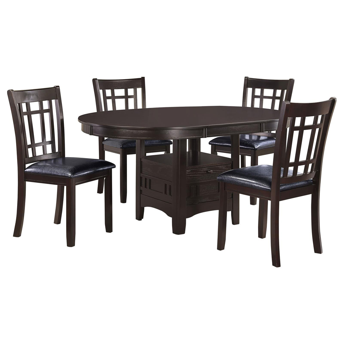 Lavon Oval Extension Leaf Dining Set Espresso