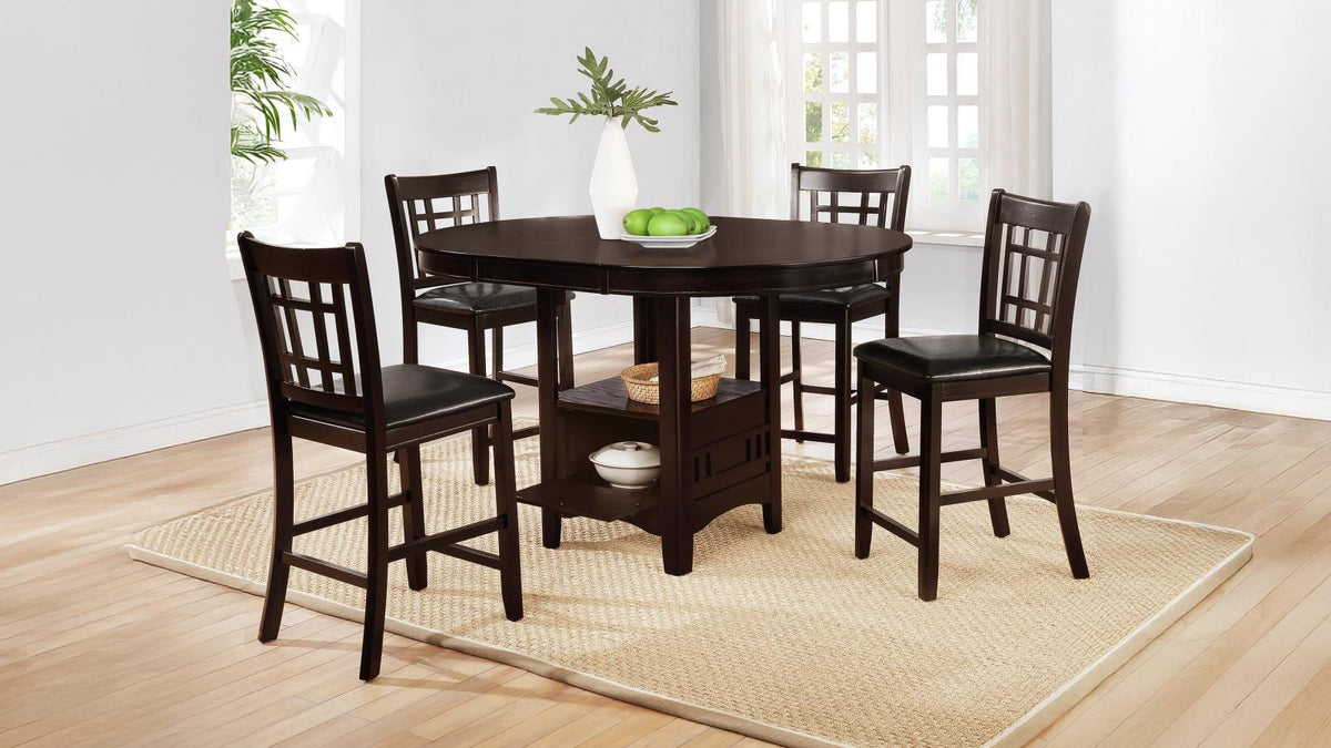 Lavon Oval Counter Height Extension Dining Set Espresso