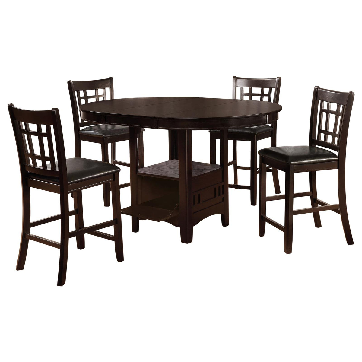 Lavon Oval Counter Height Extension Dining Set Espresso