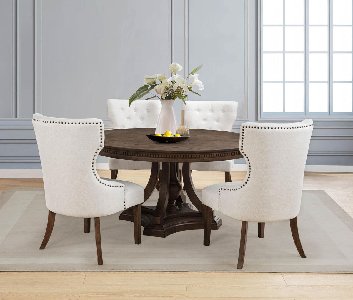 Ridgewell Round Pedestal Dining Set Dark Oak