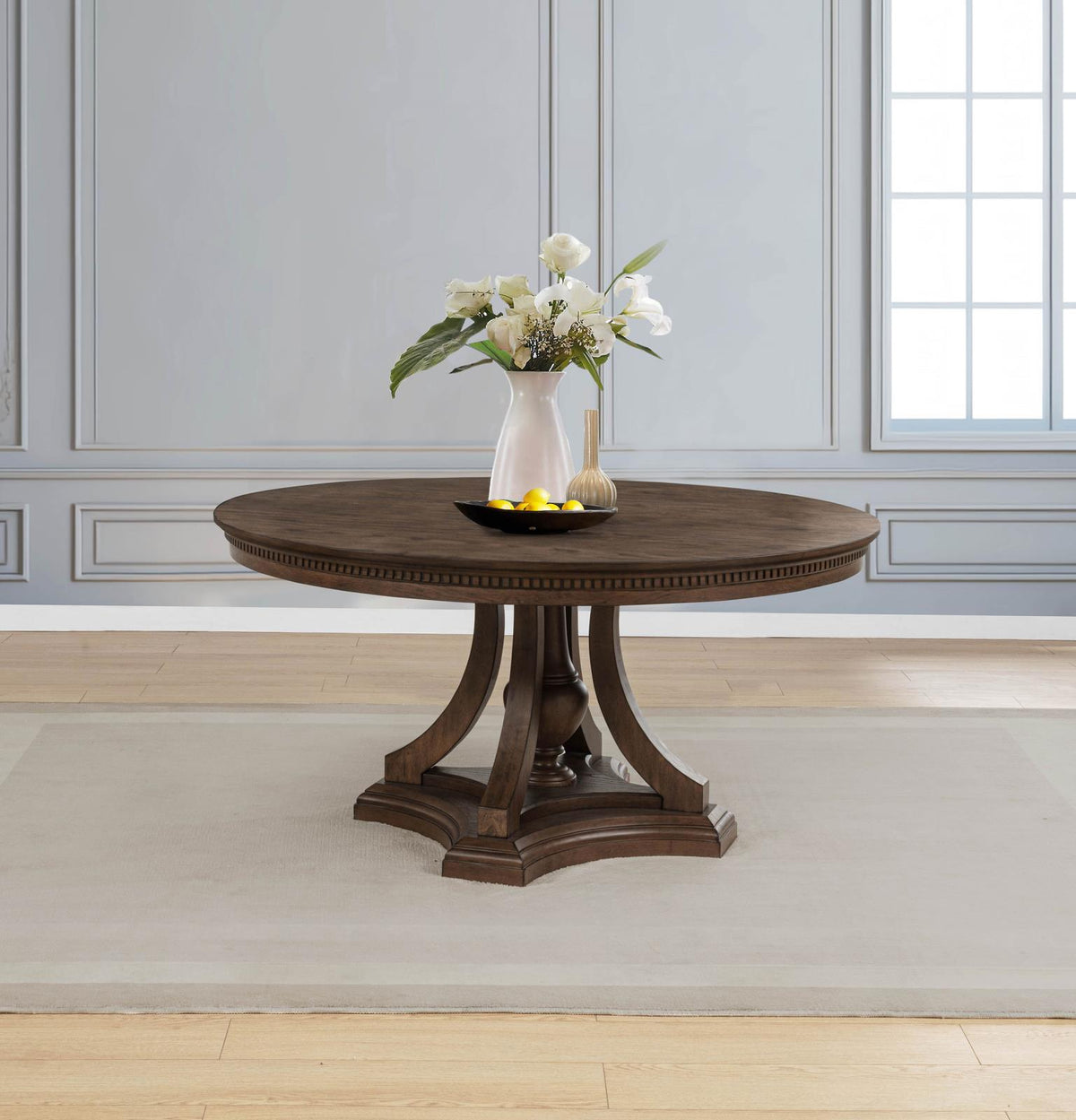 Ridgewell Round Pedestal Dining Set Dark Oak
