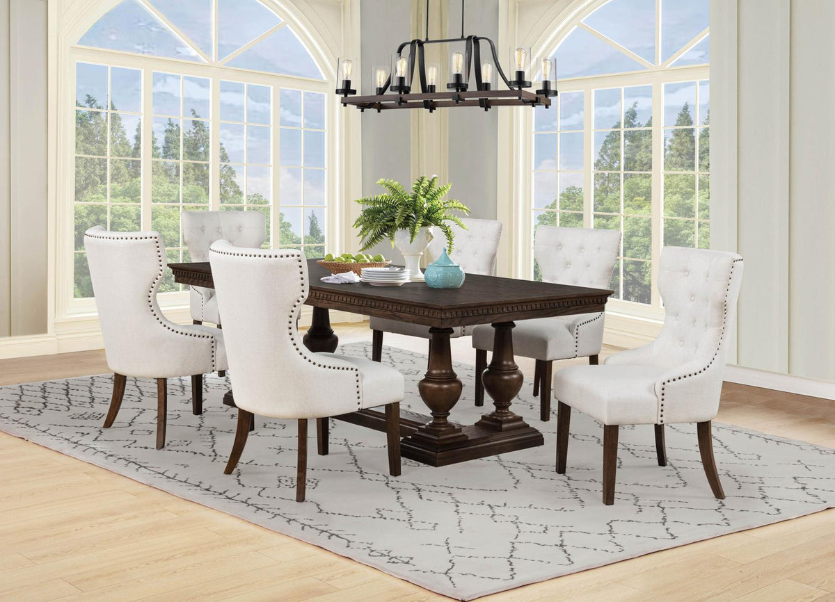 Ridgewell Rectangular Trestle Dining Set Dark Oak