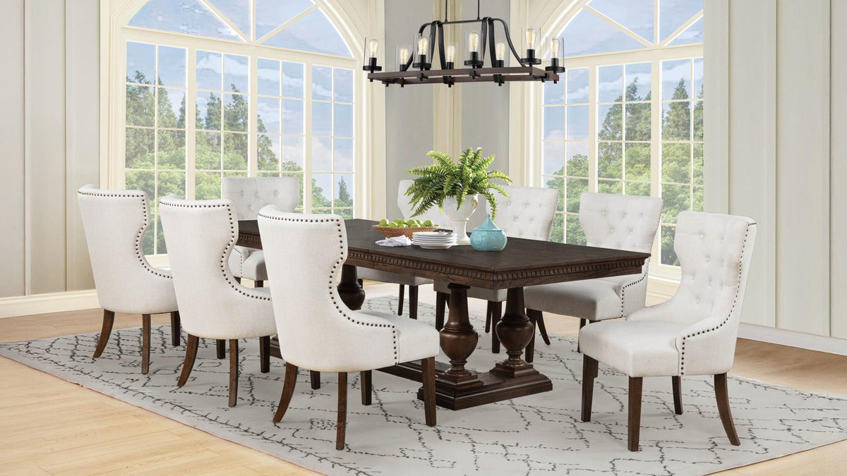 Ridgewell Rectangular Trestle Dining Set Dark Oak
