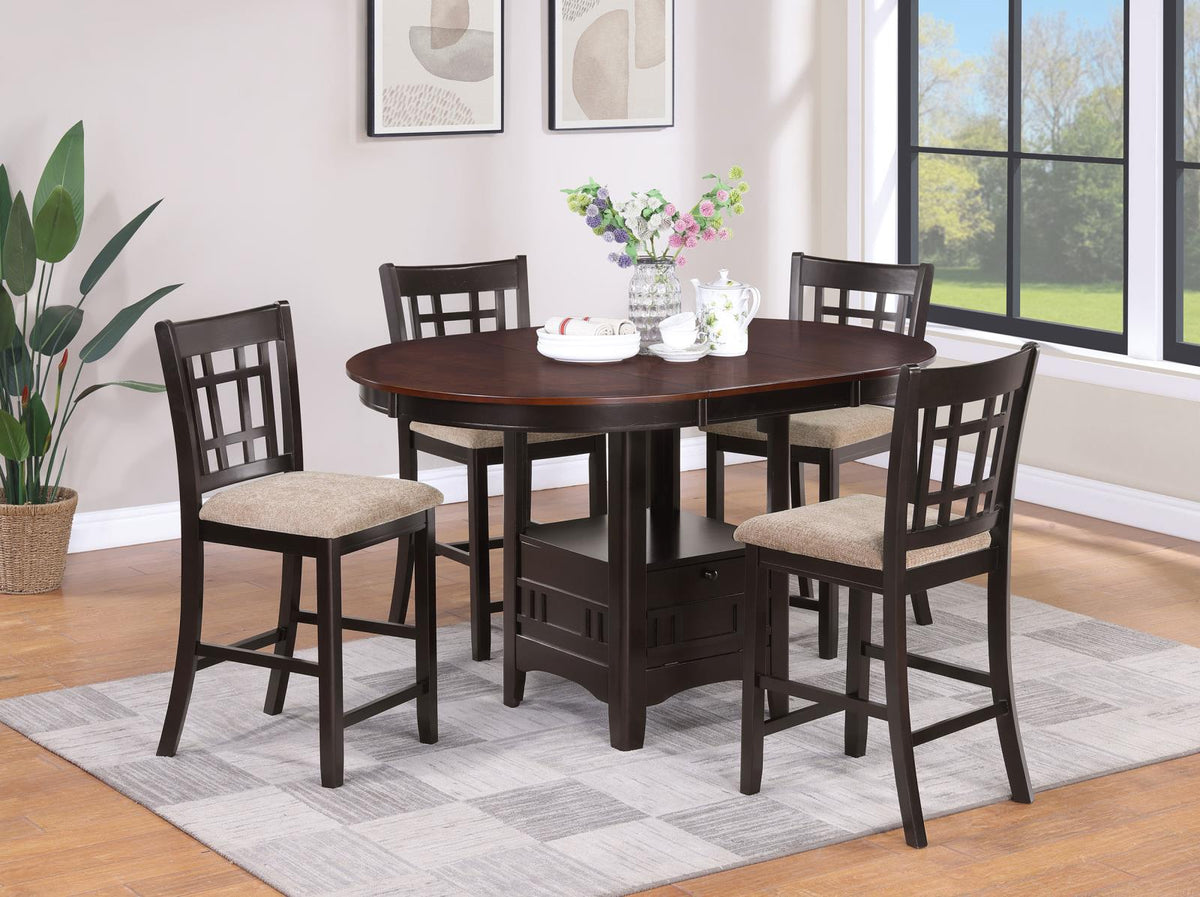 Lavon Oval Counter Height Extension Dining Set Light Chestnut