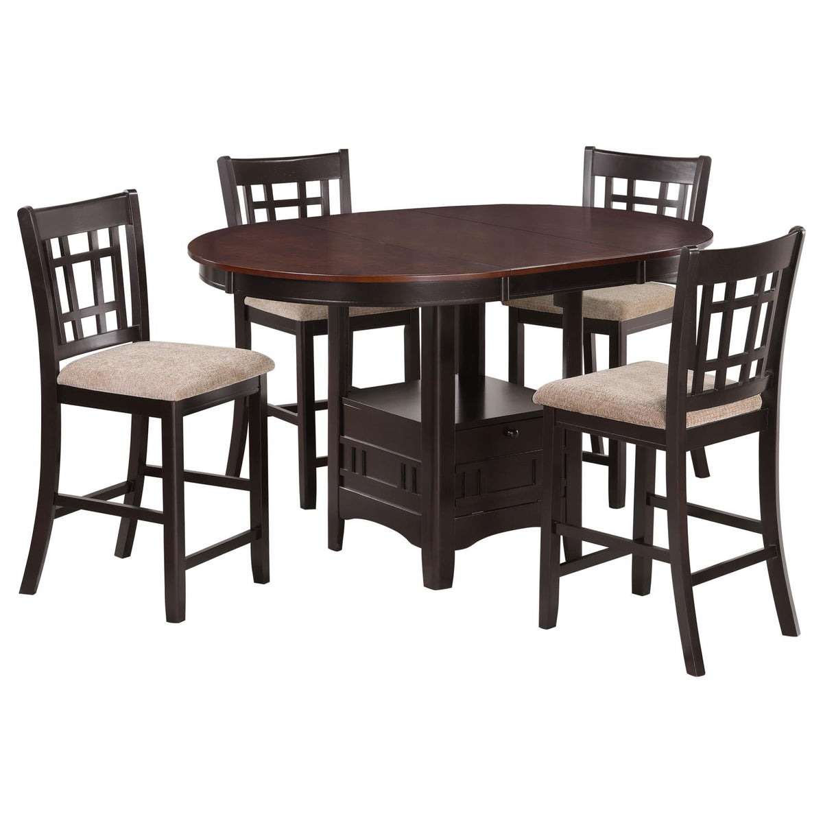Lavon Oval Counter Height Extension Dining Set Light Chestnut