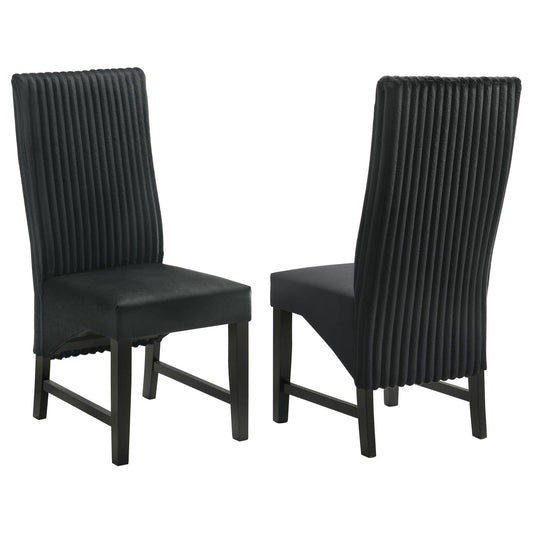 Barrand Channel-Back Upholstered Dining Side Chair Black Set of 2