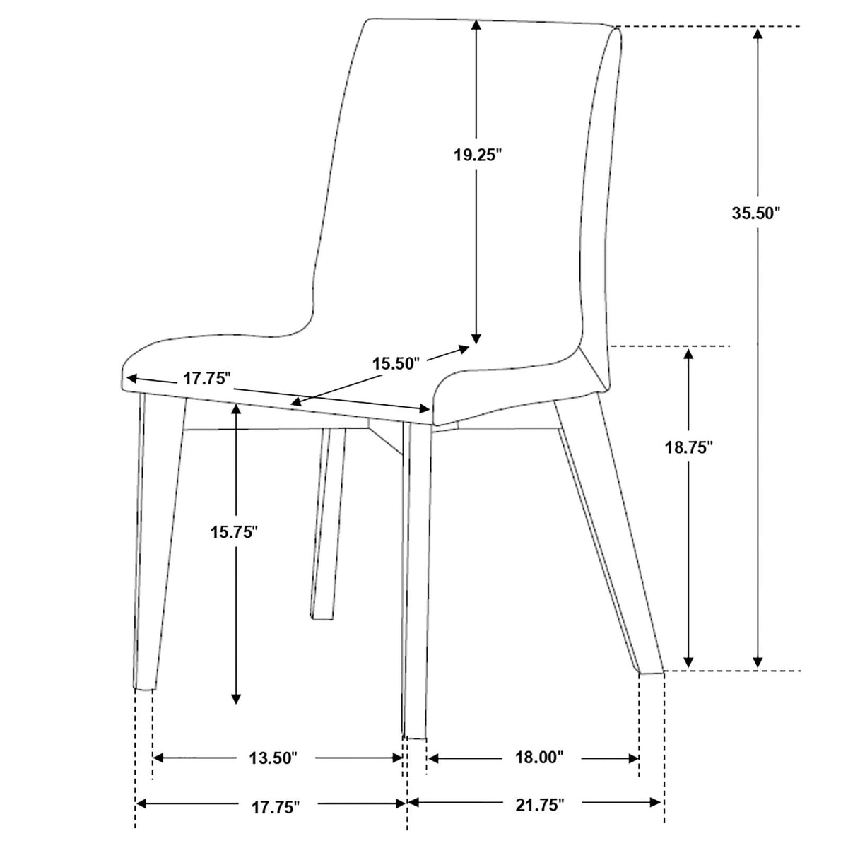 Redbridge Fabric Dining Side Chair Walnut (Set of 2)