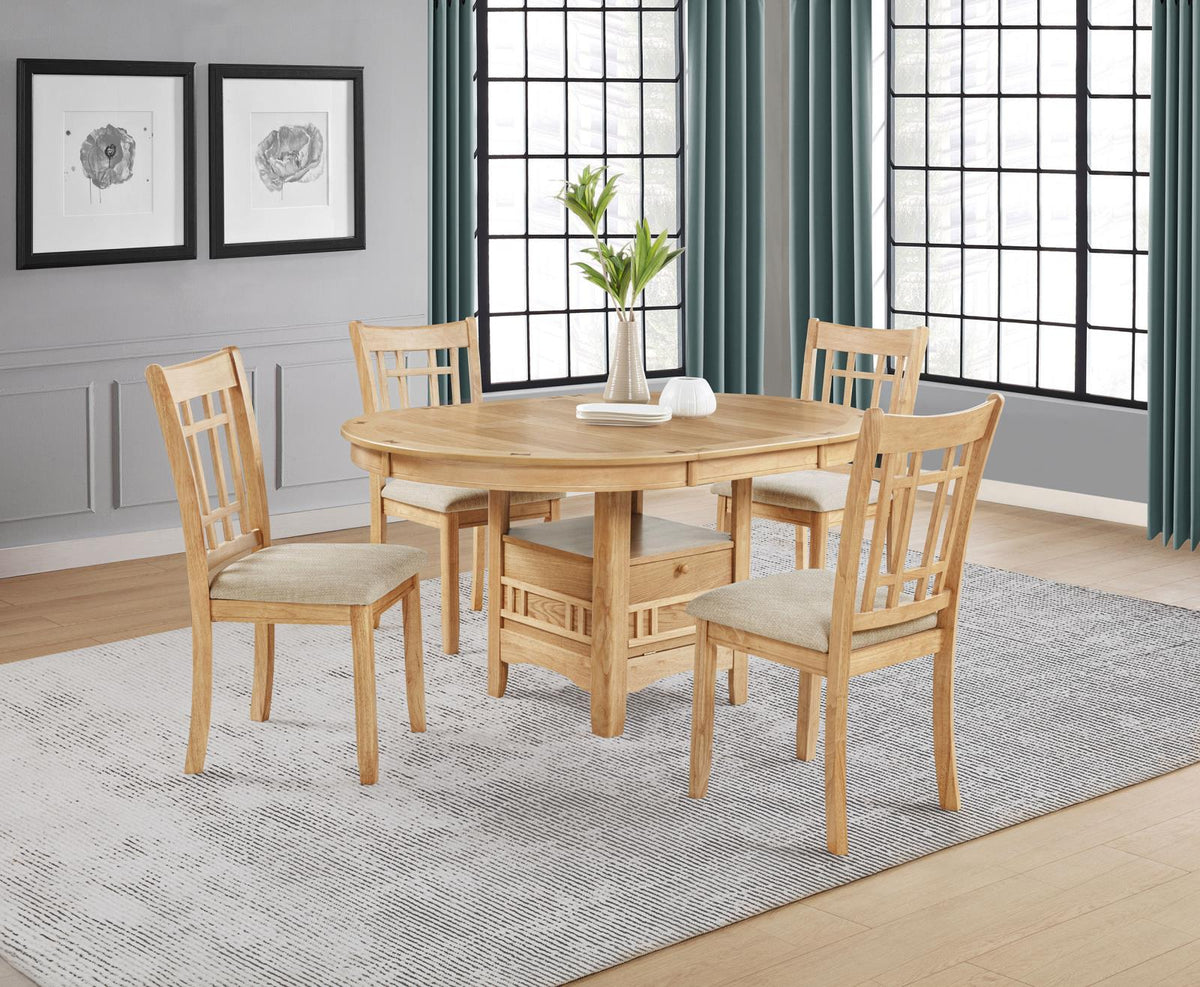 Lavon Oval Extension Leaf Dining Set Light Oak