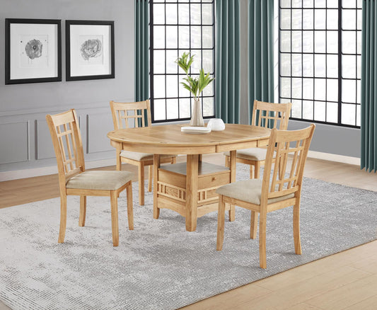 Lavon Oval Extension Leaf Dining Set Light Oak