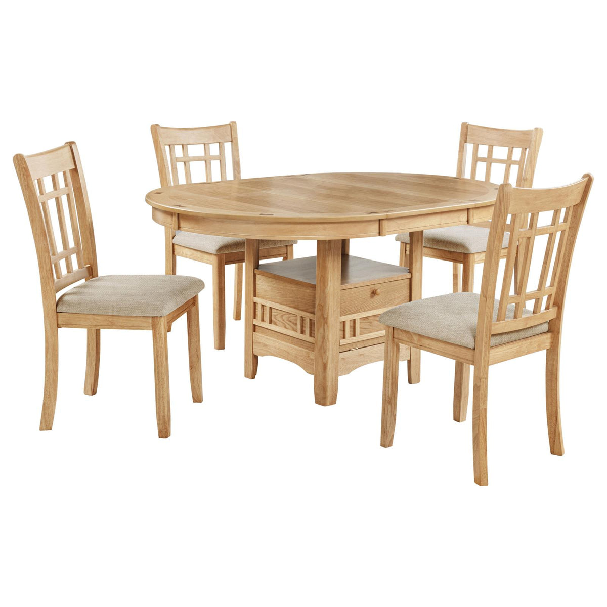 Lavon Oval Extension Leaf Dining Set Light Oak