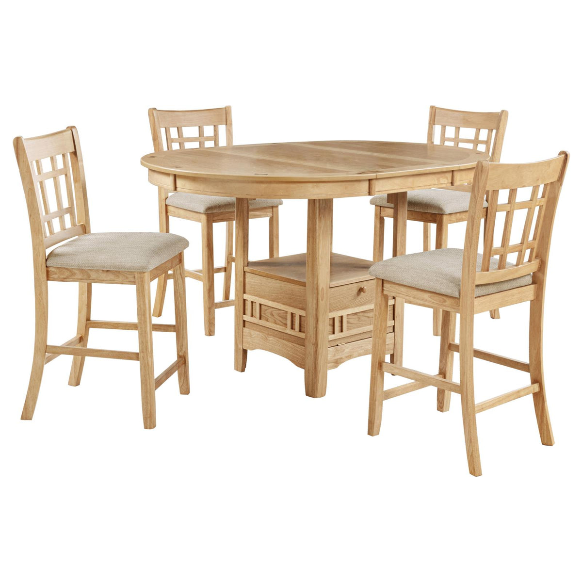 Lavon Oval Counter Height Extension Dining Set Light Oak