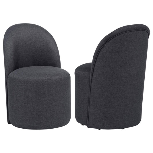 Aubrey Upholstered Barrel Dining Side Chair Charcoal (Set of 2)
