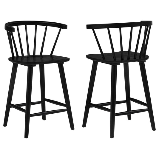 Jeffries 2-Piece Curved Spindle-Back Counter Chair Set Black
