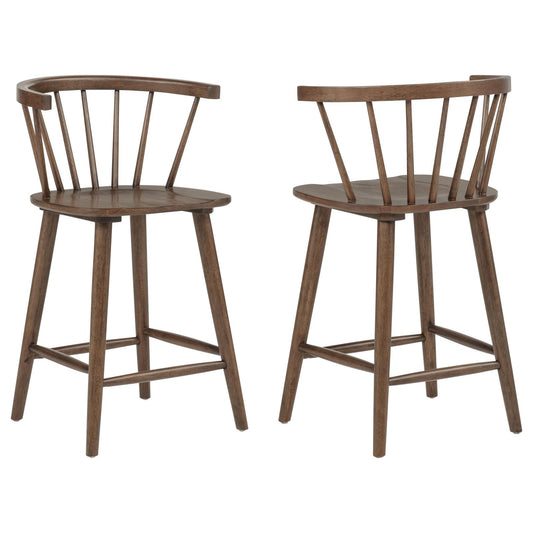 Jeffries 2-Piece Curved Spindle-Back Counter Chair Set Walnut