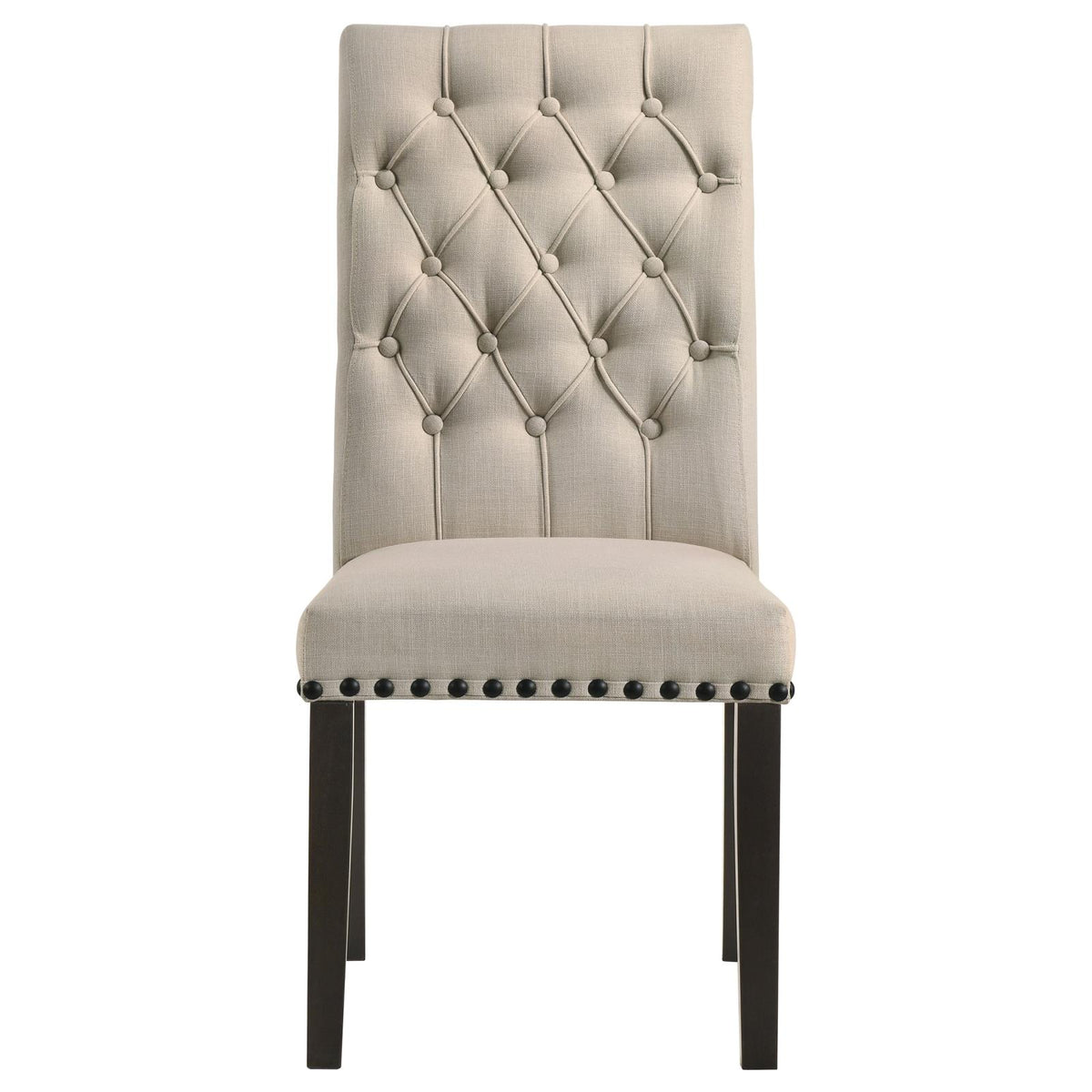 Alana Upholstered Dining Side Chair Beige Smokey Black (Set of 2)