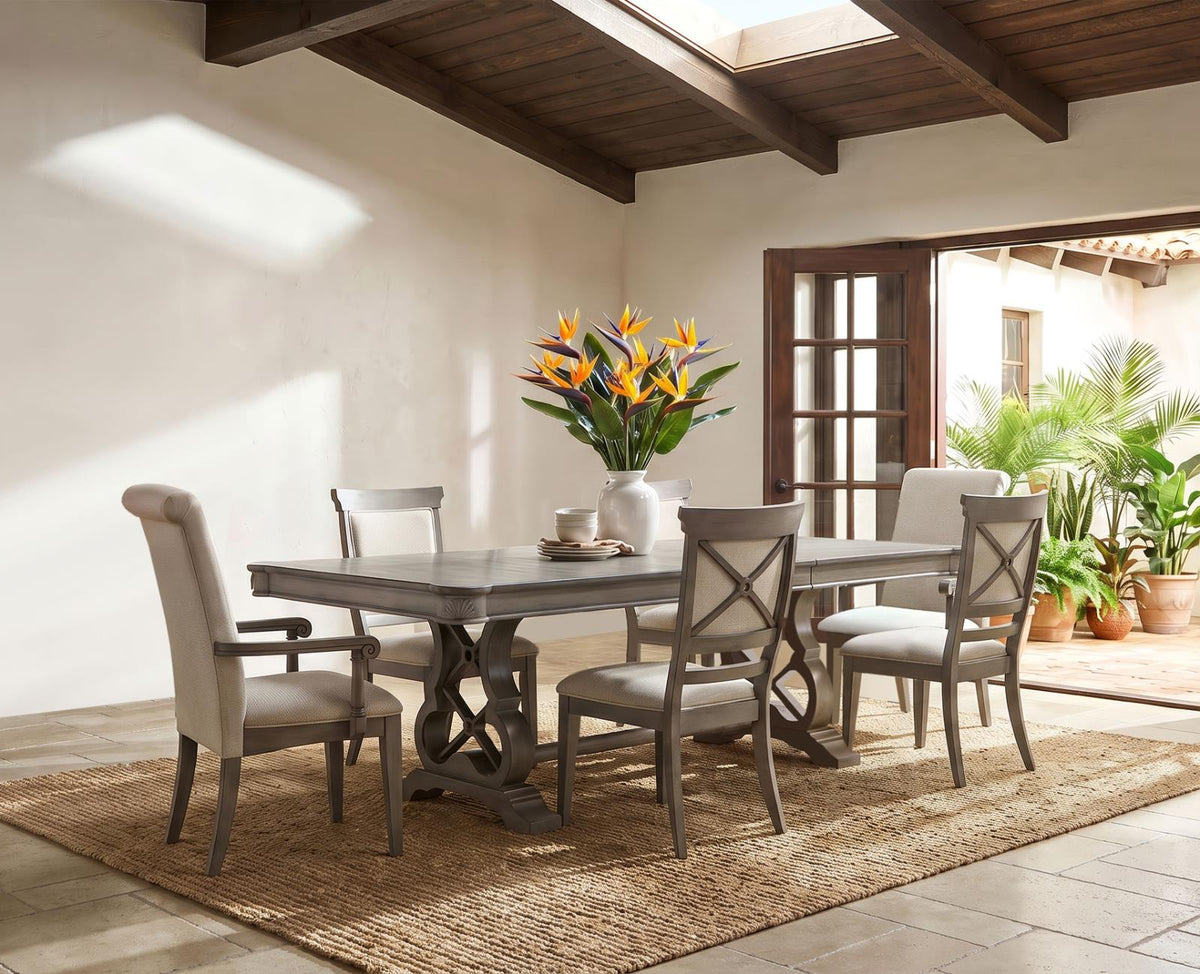 Cresswell 104-inch Extension Dining Set Weathered Taupe