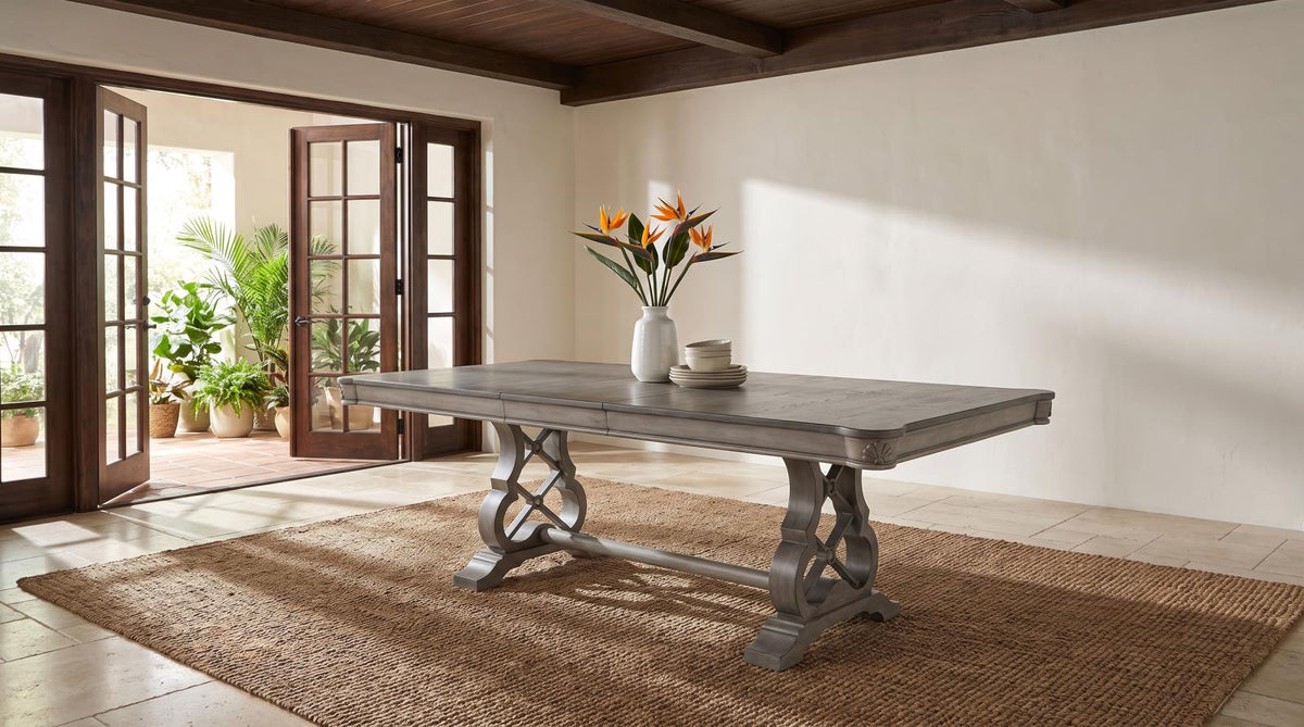 Cresswell 104-inch Extension Dining Set Weathered Taupe