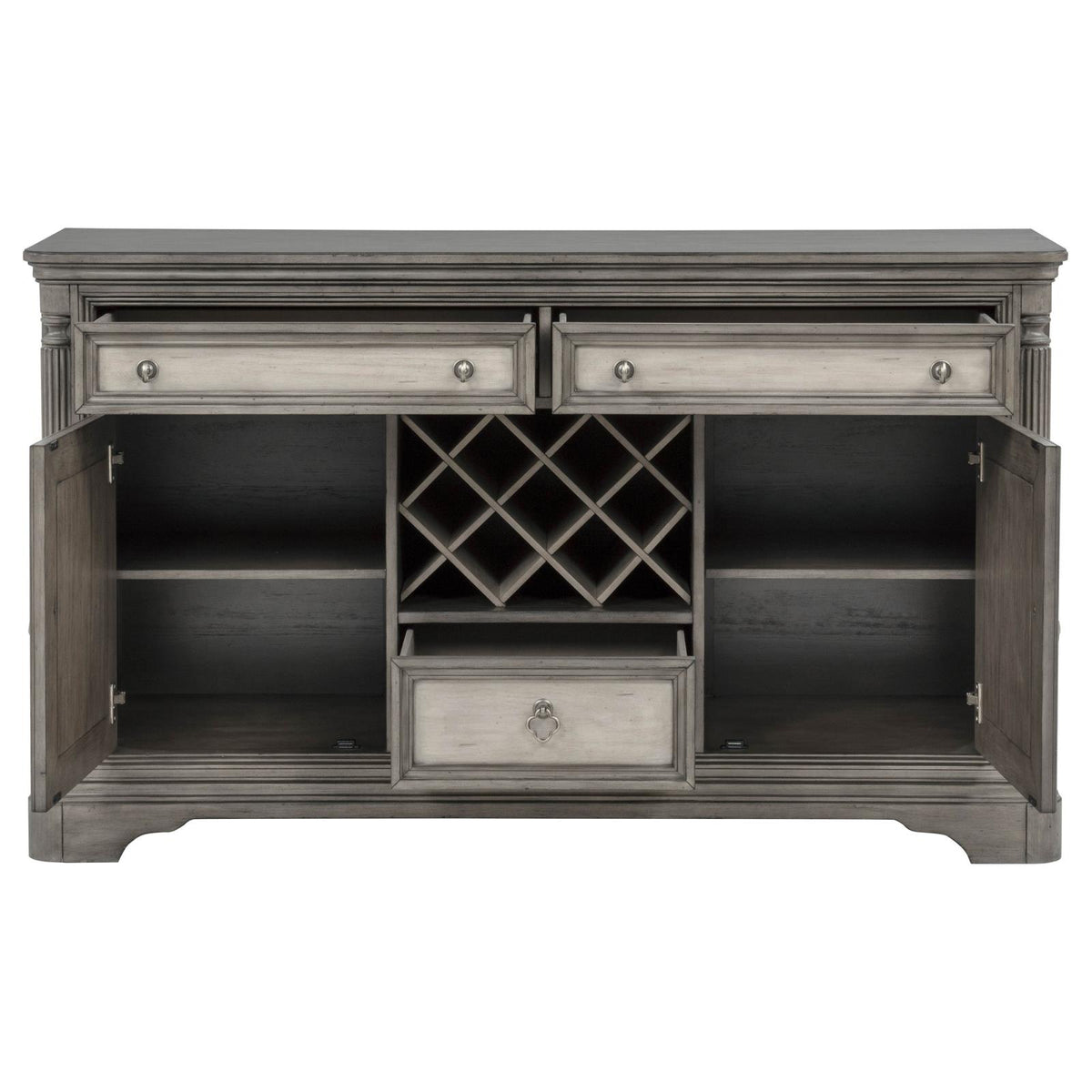 Cresswell 2-door 3-drawer Wine Storage Buffet Weathered Taupe