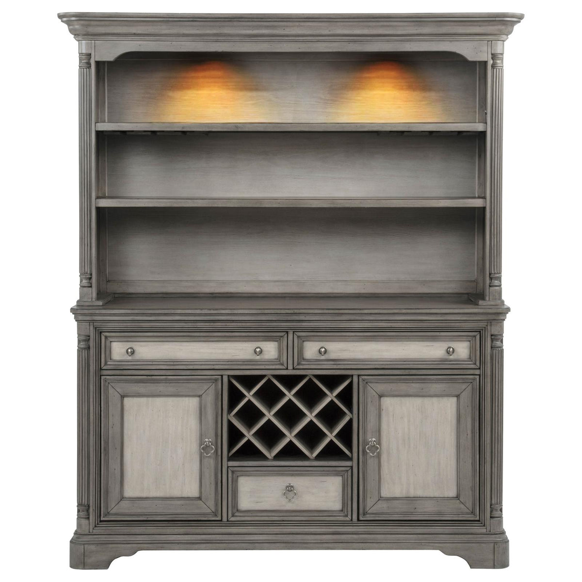 Cresswell 2-door 3-drawer Buffet and Hutch Weathered Taupe