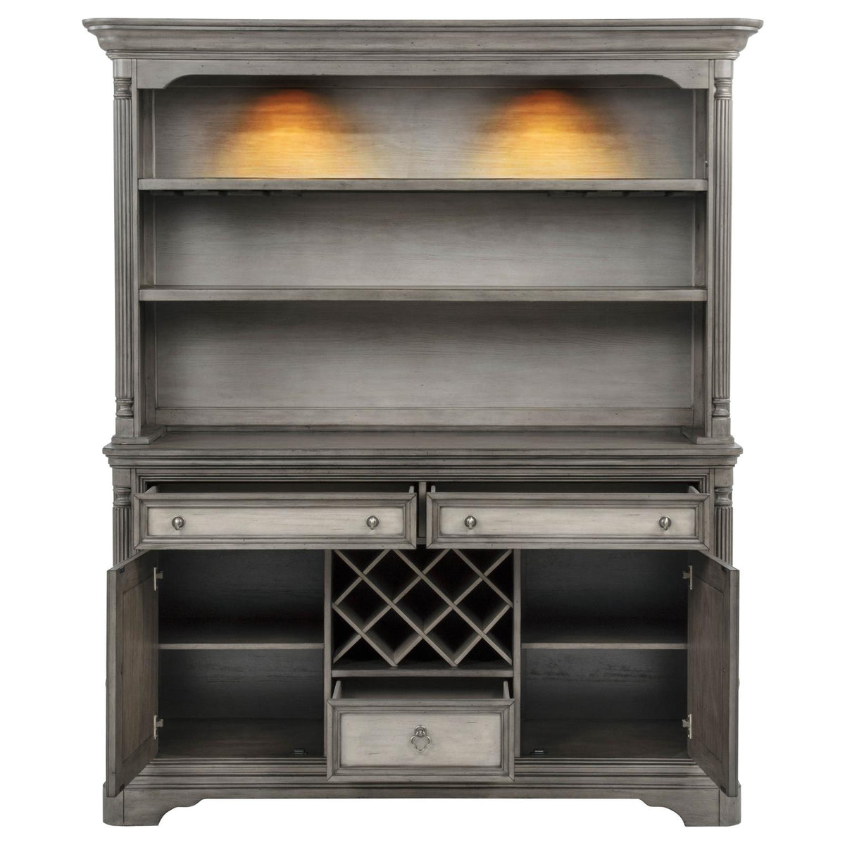 Cresswell 2-door 3-drawer Buffet and Hutch Weathered Taupe