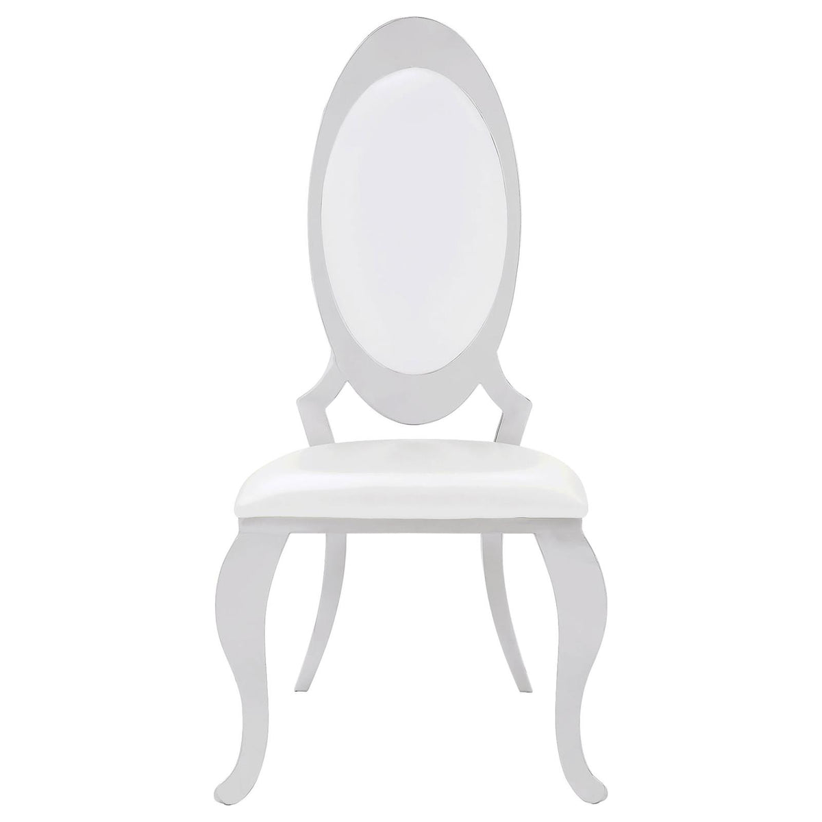 Antoine Oval-Back Faux Leather Dining Side Chair Cream White Set of 2
