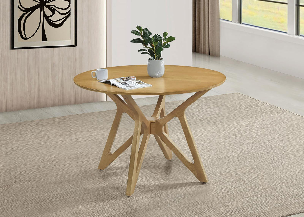 Elowen Round Solid Wood Dining Set Light Walnut